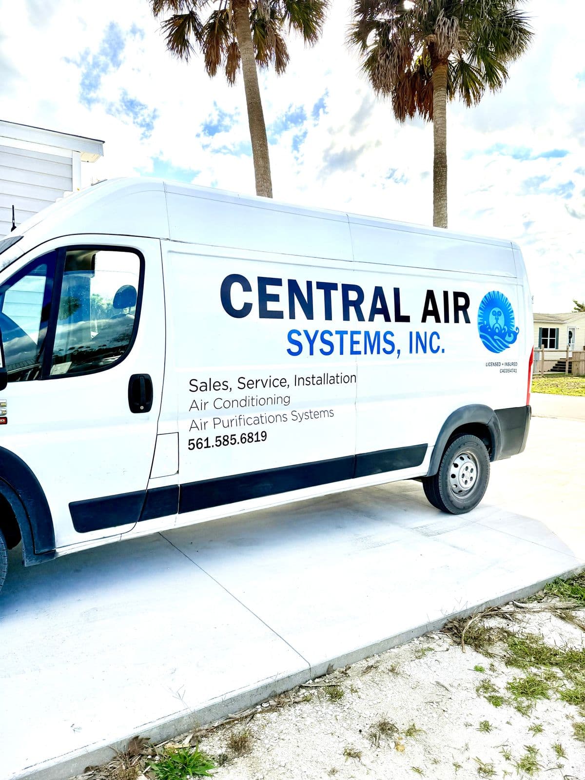 Central Air Systems service truck in Palm Beach County